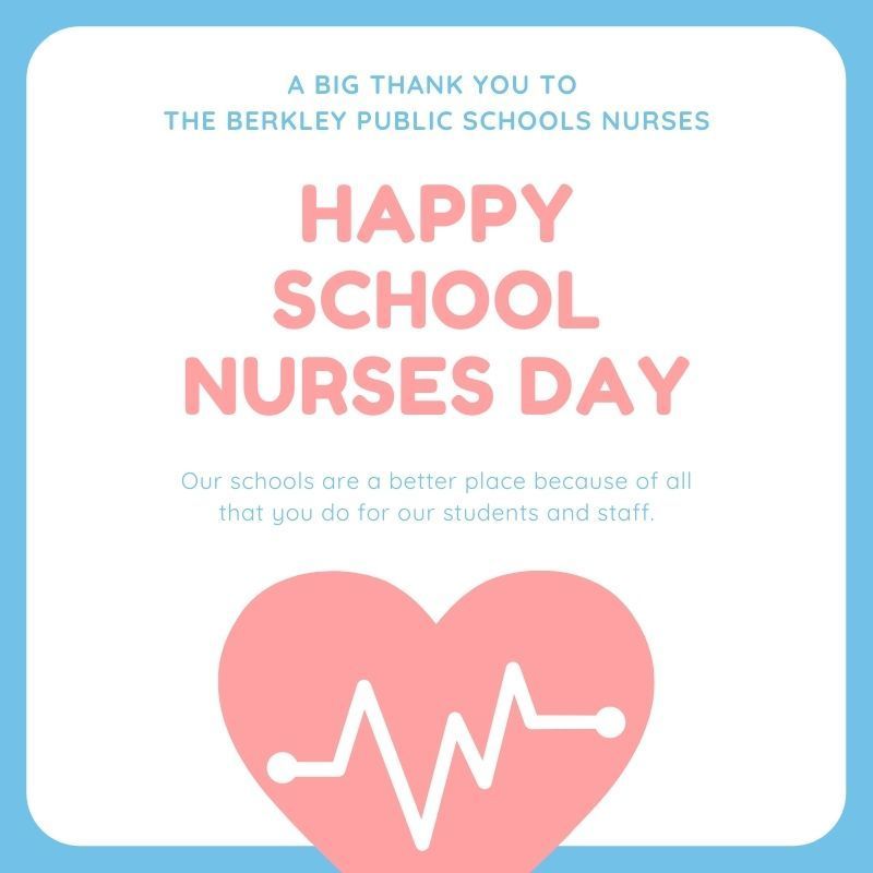 Happy School Nurse Day. Pink heart with a heart beat line in the middle