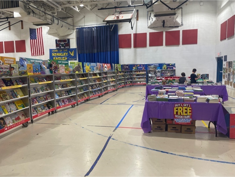 book fair shelves set up in the gym 